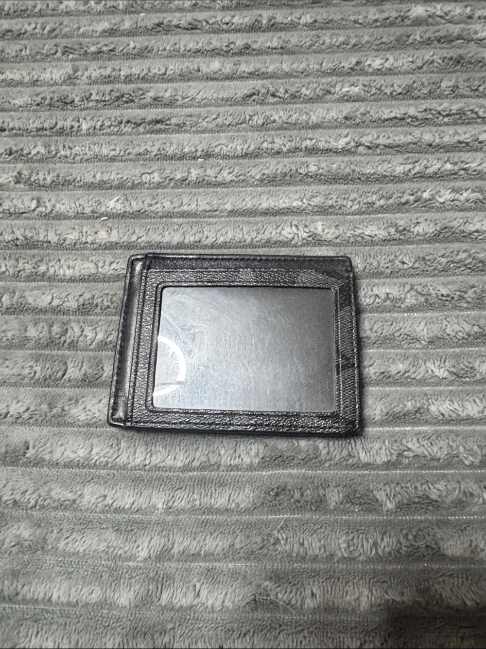 Black Leather ID Wallet Card Holder for Men